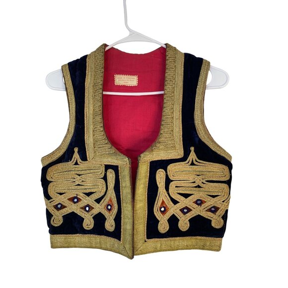 Antique Islamoic Ottoman Vest Handmade Blue Velvet Gold Pakistan RX10643 - Picture 1 of 6